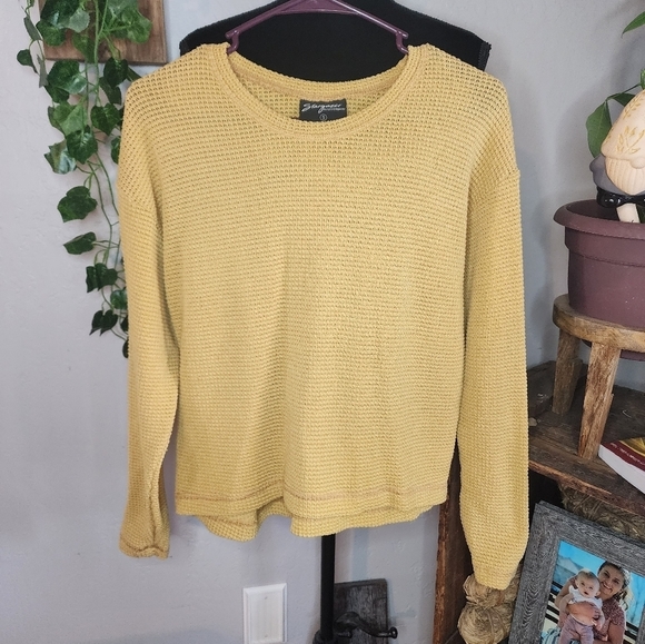 stargazer Sweaters - Stargazer Mustard Waffle Sweater Size Small